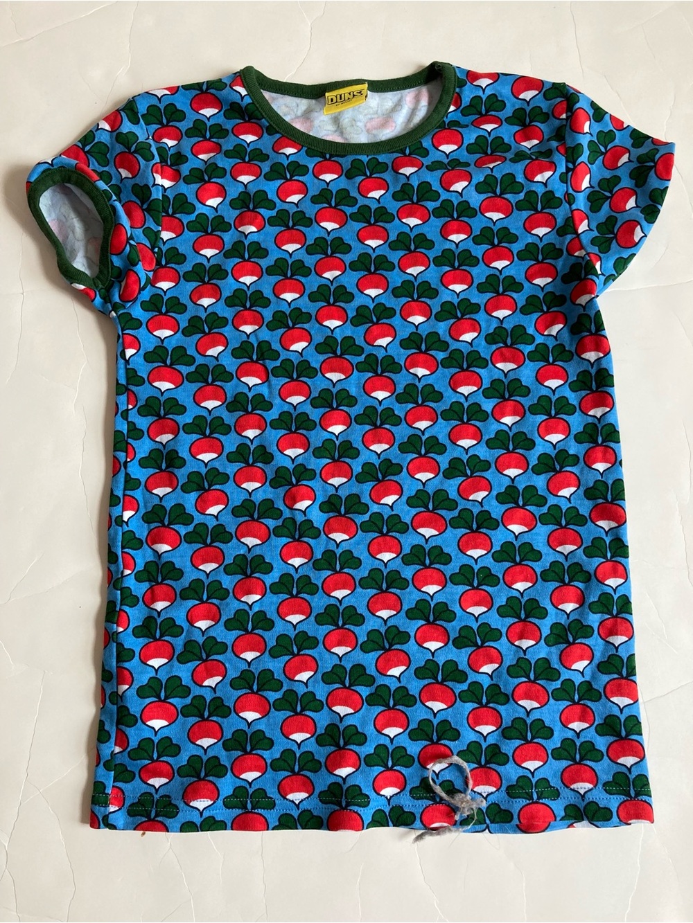 Duns Sweden organic scandi radish tee periwinkle blue 140 10 NWOT